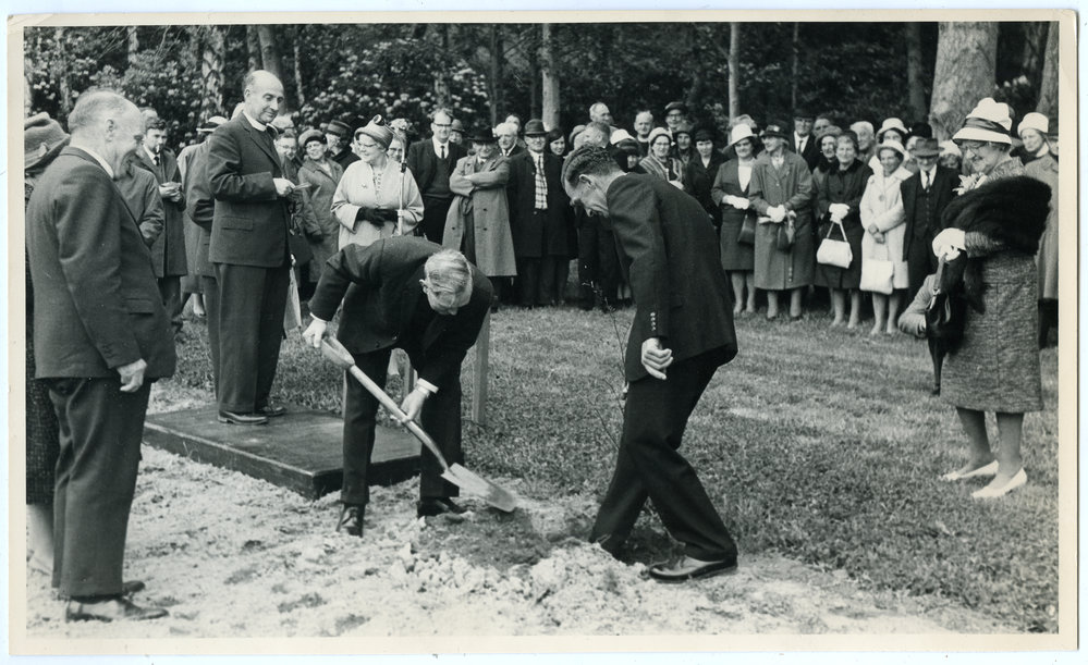 Tree planting at Salmond Hall, Reverend Somerville in attendance 