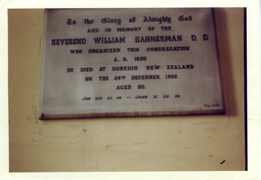 Memorial To Rev. W. Bannerman.
