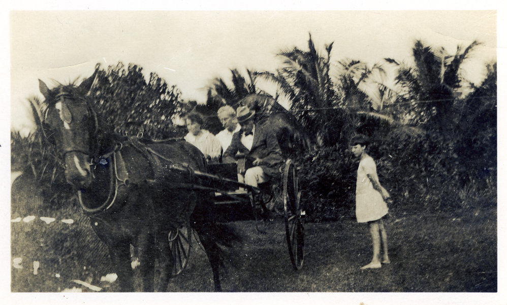 Group on manse lawn at Tongoa