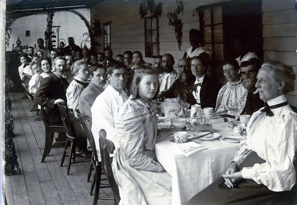 Tea in W. Watt's verandah, Tanna