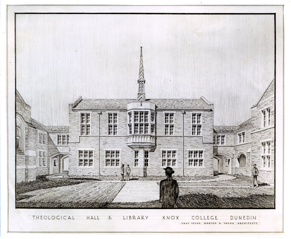 Drawing of Theological Hall and Library, Knox College