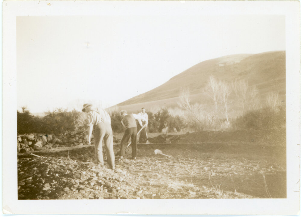 Laying the foundation of Morrisons Church, Otago
