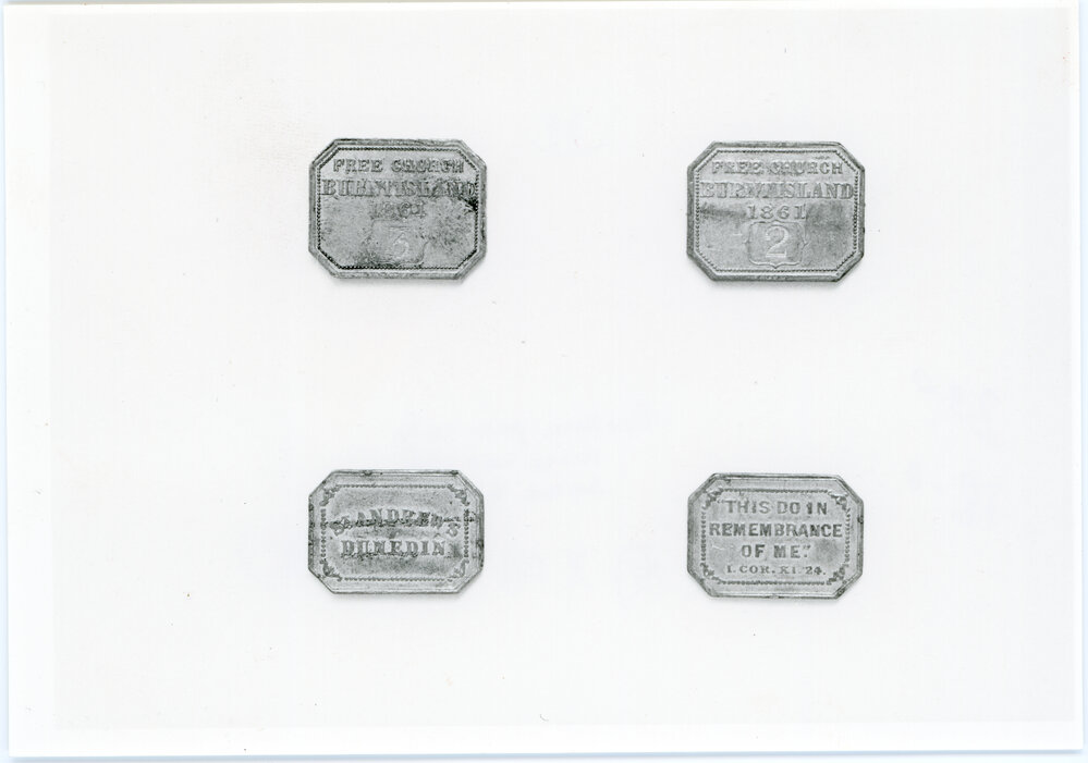 Communion tokens for Burntisland, Fife, Scotland and St. Andrews, Dunedin, New Zealand