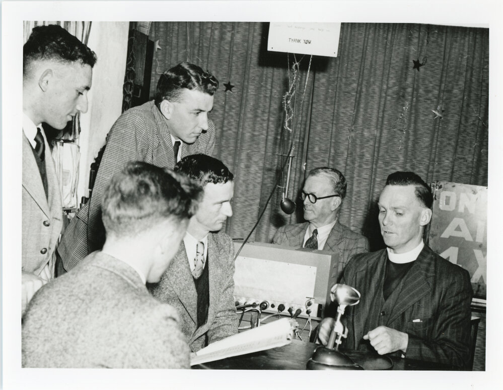 Rev. George Knight and broadcast team from 4XD Dunedin