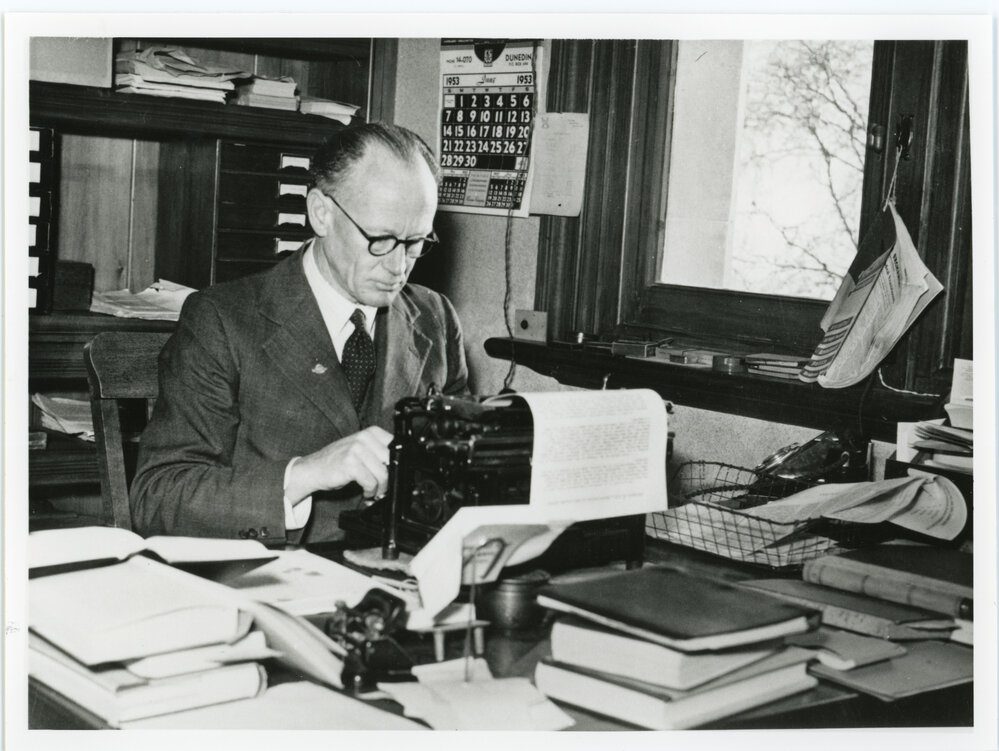 Hubert Ryburn at work in his study