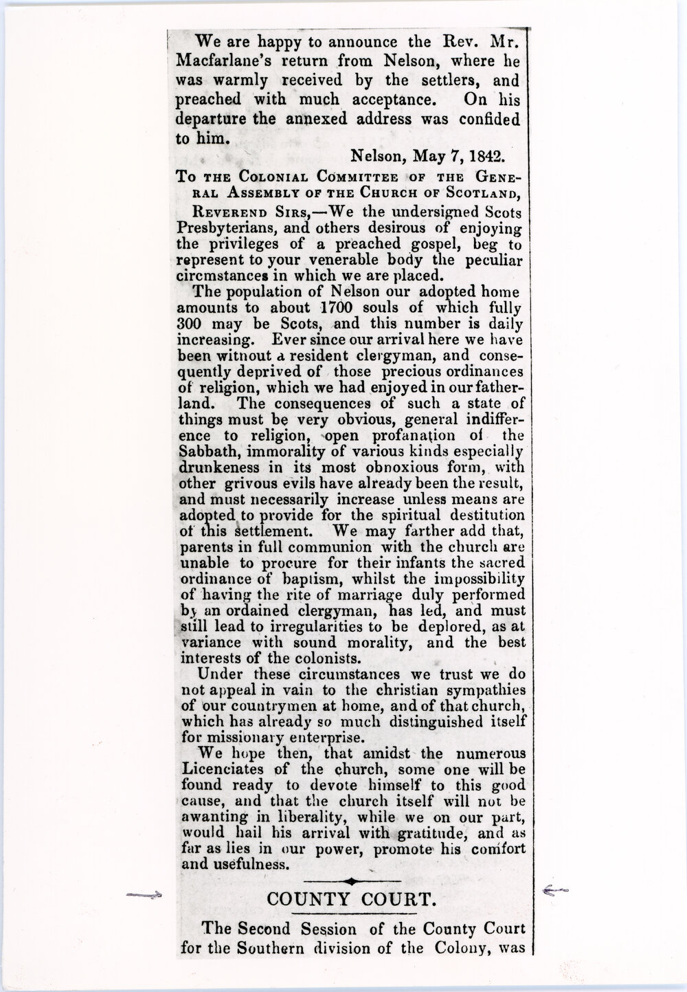 Nelson petitions for a minister