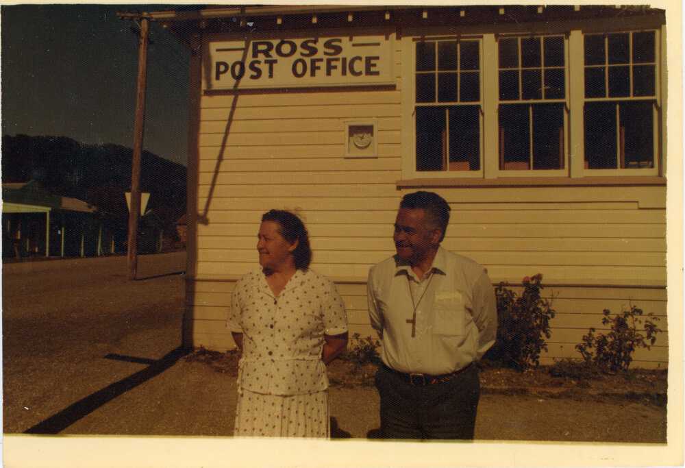 The Very Rev. Takao and Friend At The Ross Post Office