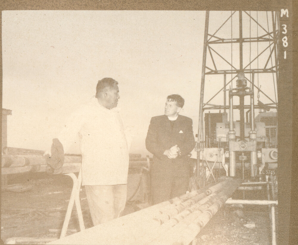 Rev. Bruce M. Patterson and Another Man Inspecting Machinery At Turangi