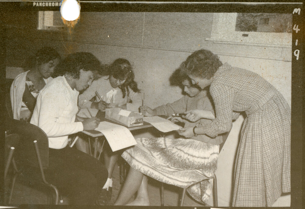 Mrs Millicent E. McIvor Working With Sunday School Students