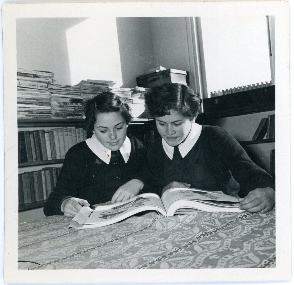 Two Turakina Māori Girls School Students Studying