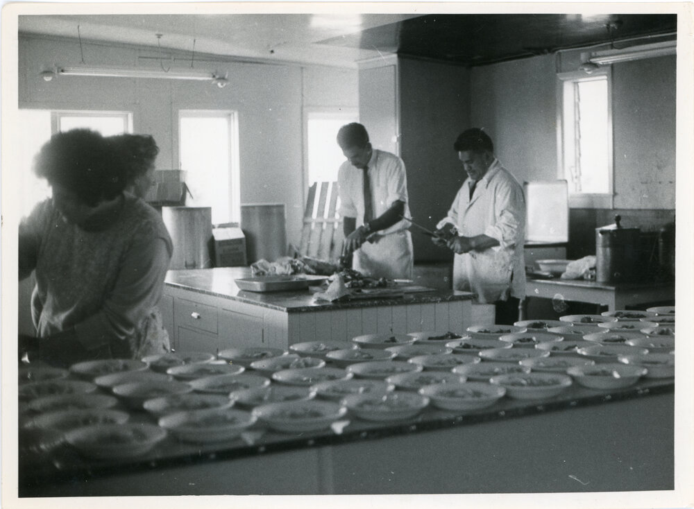 Carving The Meal In The Te Maungarongo kitchen at Ohope