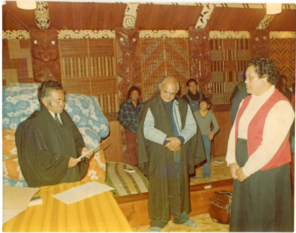 Service Inside A Wharenui With Rev. T. H. Takao 