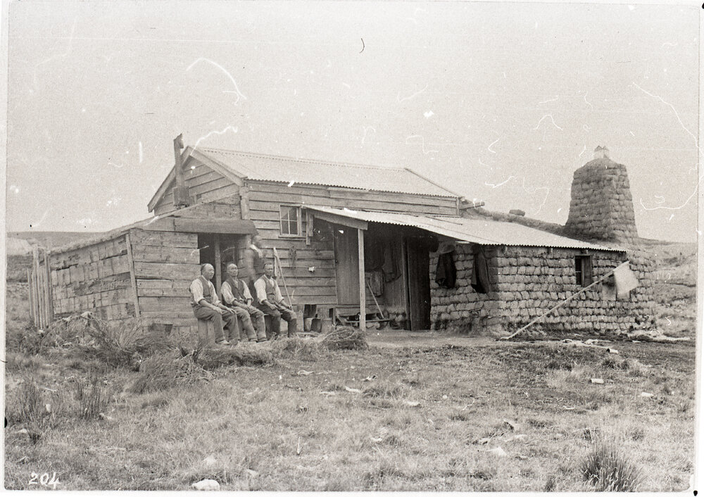 Four Chinese Men Outside Their Rural Home