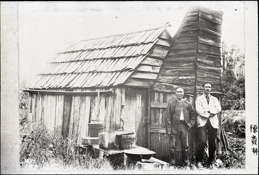 Chan Kwie Lim And G.H. McNeur At A Typical Miner's Hut