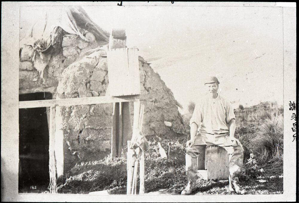 A Chinese Miner Outside His Home, Winding Creek, Switzers (Waikaia)
