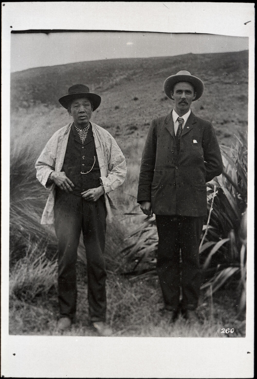 Unidentified Chinese gold miner and Reverend McNeur, at Mount Lammerlaw, Otago