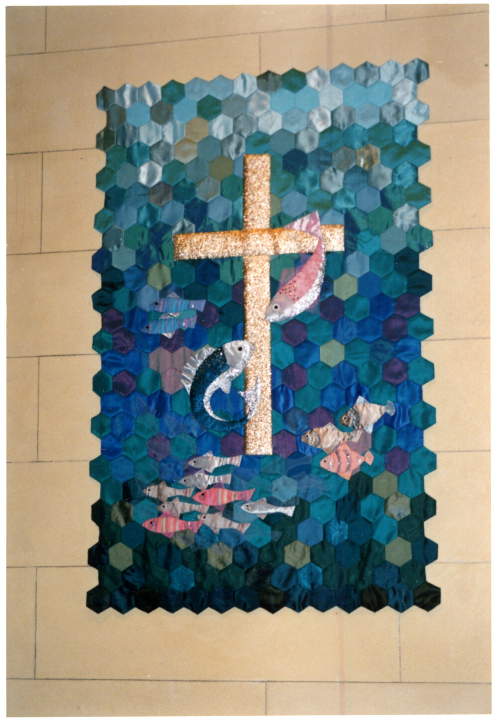 Blue Patchwork Banner In The Kaikorai Church