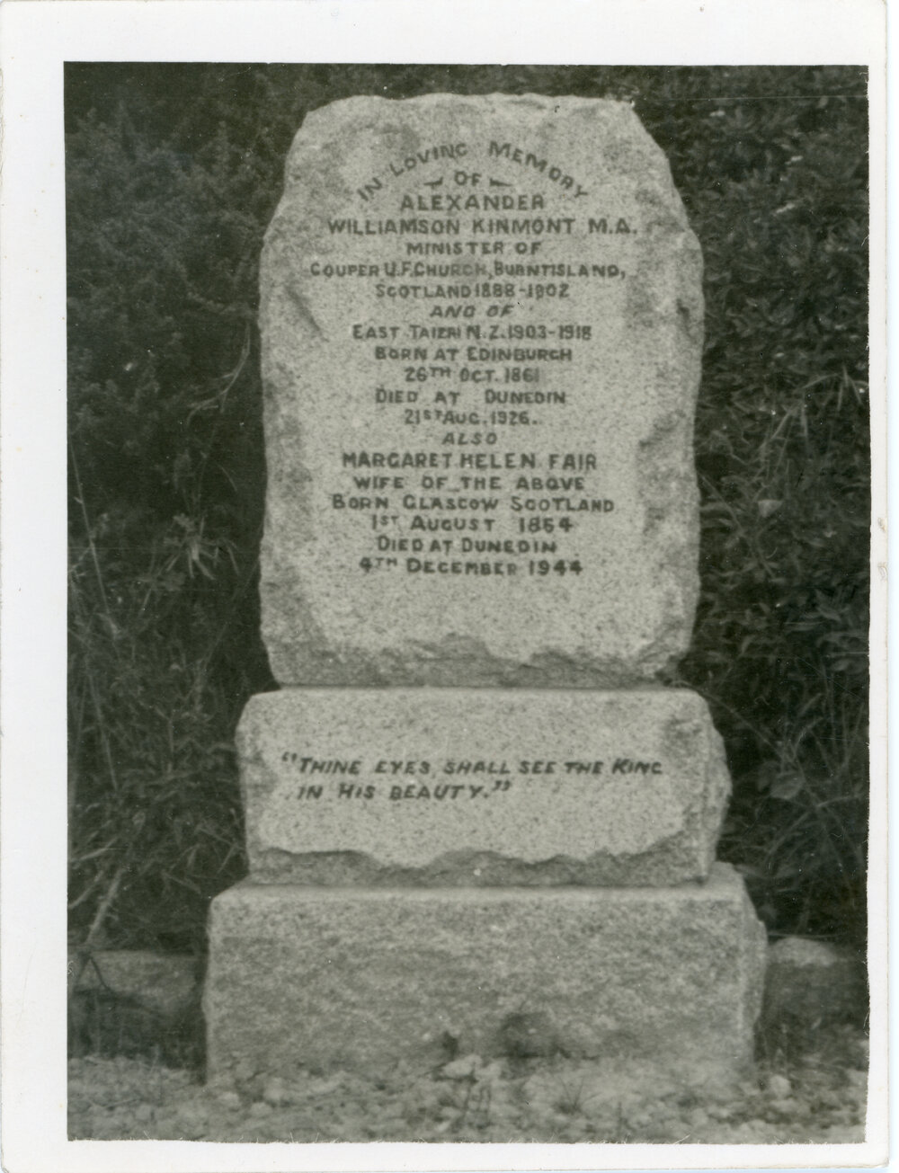 Tomb Stone for Alexander Williamson Kinmont
