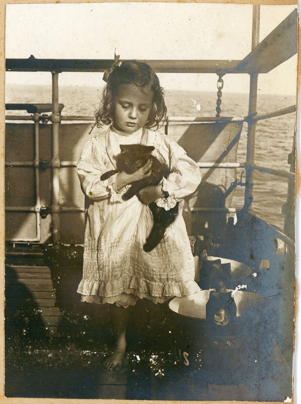Dorothy Kirk On Board The Ship With Cat