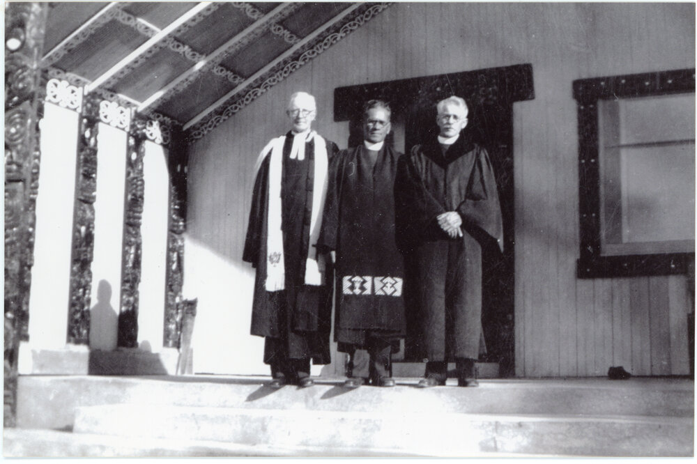 Officiating ministers at the opening of Synod House, Ōhope