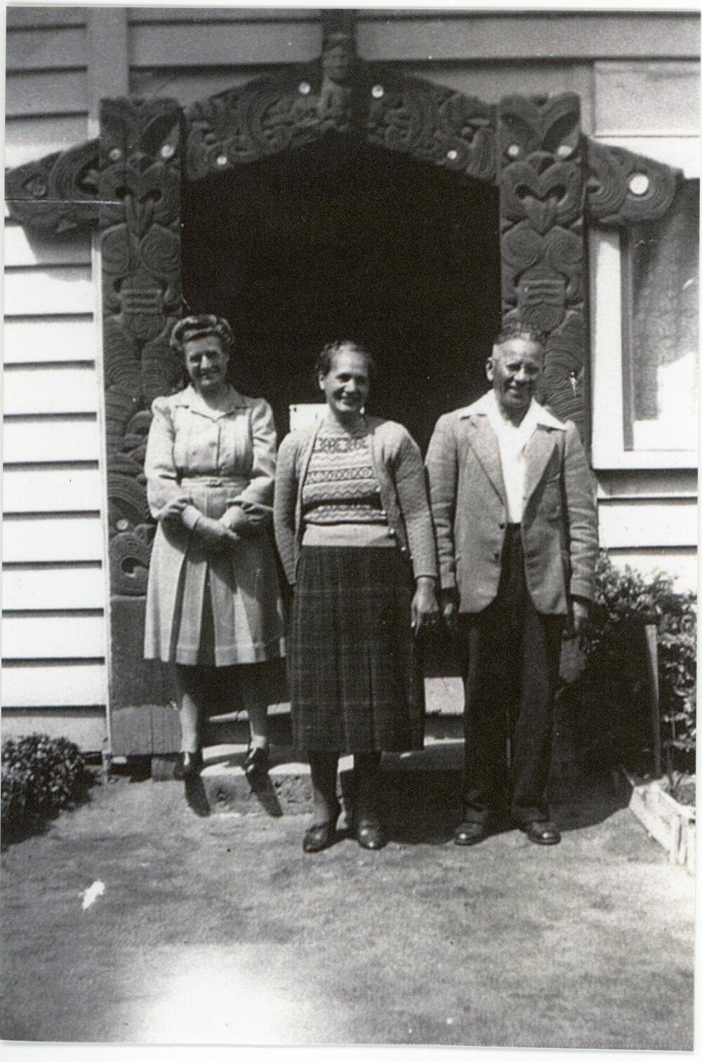 Sr Maisie and Mrs Te Puawhe Outside the Te Teke Mission House