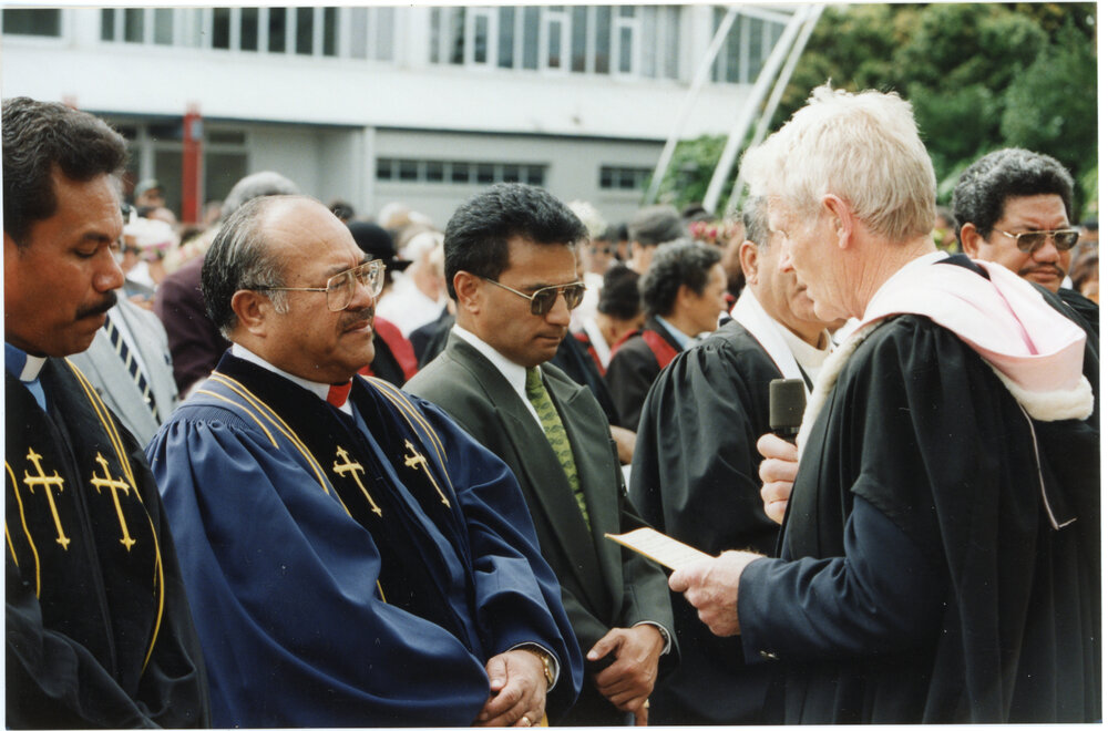 Pacific Island Clergy With Moderator At Inauguration