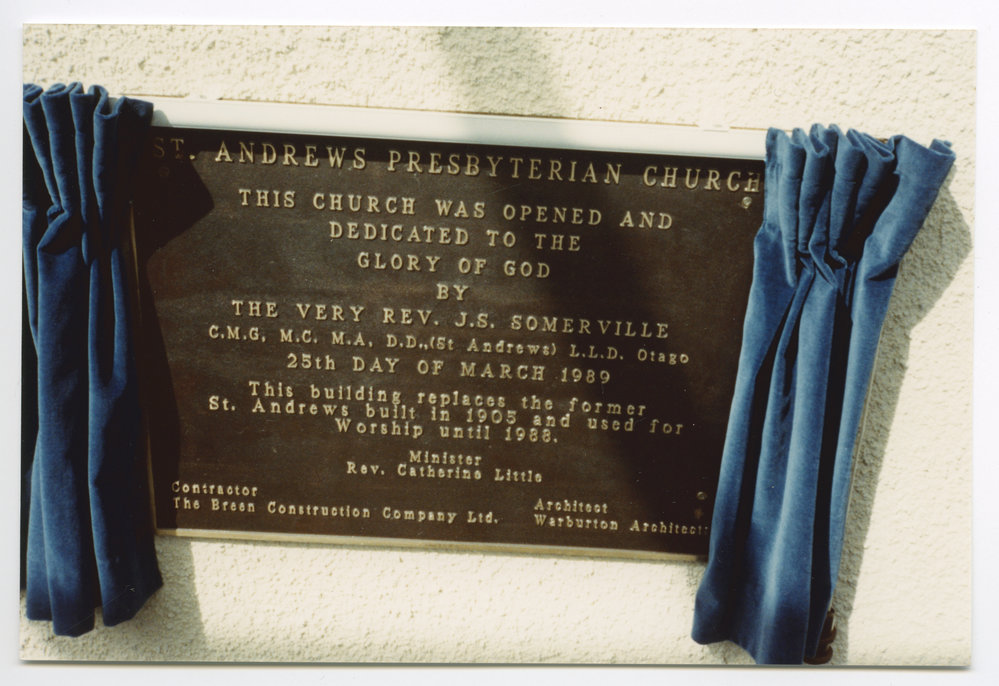 New Wanaka church foundation plaque
