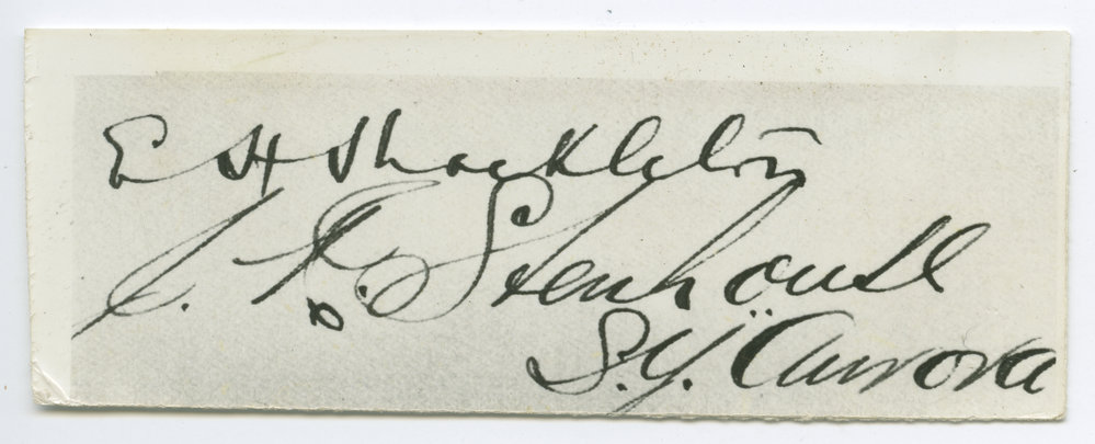Autographs of E. H. Shackleton and (?) Stenhouse