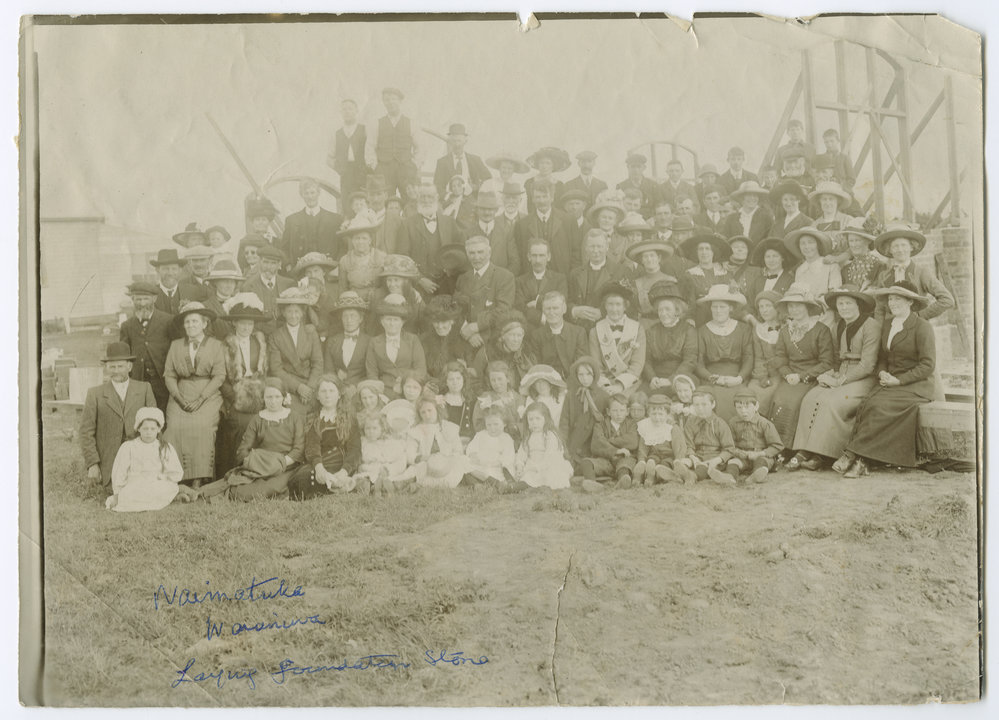 Guests at the laying of the foundation stone, Waimatuku Church