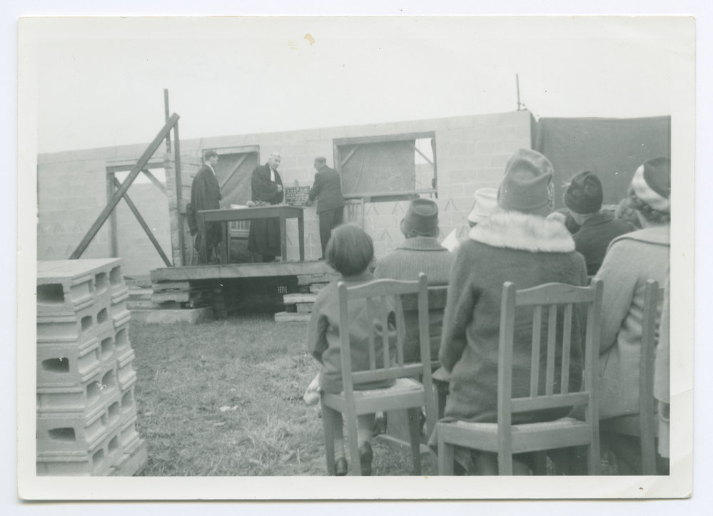 Laying the foundation stone, Waimatuku Sunday School