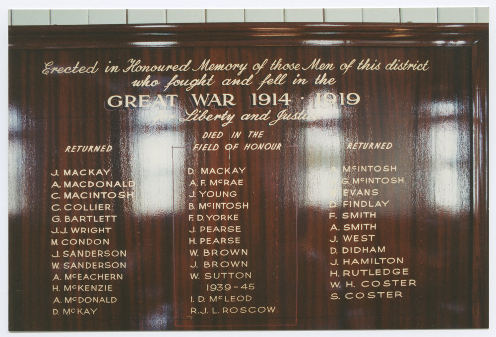 Great War Roll of Honour plaque, Hedgehope Church