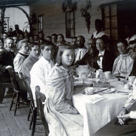 Tea in W. Watt's verandah, Tanna