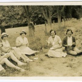 Five Deaconess College students having a picnic 