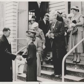 Rev. D. B. Martin greeting parishioners