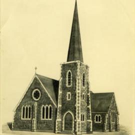 Drawing Of Knox Church, Waimate.