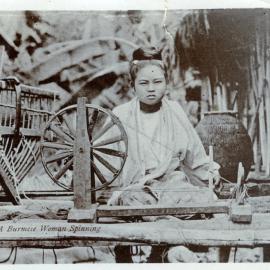 Burmese woman spinning yarn