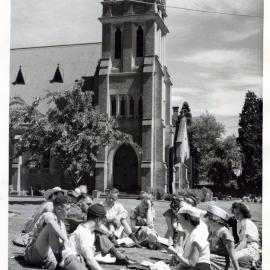 Bible Class study group outside Dannevirke Anglican Church