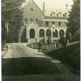 Soldiers at an entrance to church property?