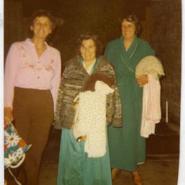 Iris Stockwell (nee Cossill), Joan Loughlin, Pauline Williamson, Totara Springs camp, 1980