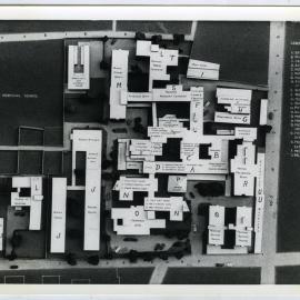 Architectural model of proposed layout of existing Ludhiana Hospital and future expansions 