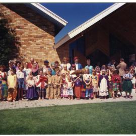 Group of children standing outside St. Enoch's Church 