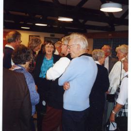 Alan Coram speaking with Margaret Patmore and Ruth Irwin, St. Enoch's Church