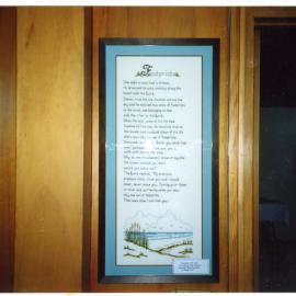 "Footsteps in the Sand," cross-stitch, St. Enoch's Church