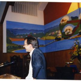 "The Mural," behind Reverend David Kriel, St. Enoch's Church