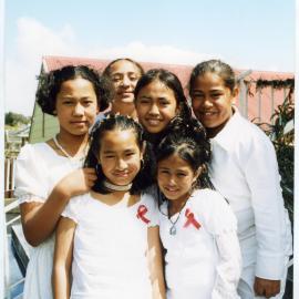 Group portrait of children from Glen Eden Pacific Islanders Church during the White Sunday service, 2020
