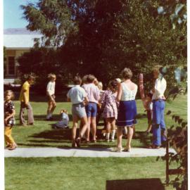 Playing on the lawn, Cromwell Church