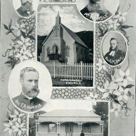 Coromandel church and manse with early ministers