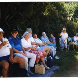 Group photograph of St. Columba walking group at Barnett Park, 1996