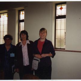 Penelope Fiebig, Gloria Fiebig, Esther Cook and unidentified woman, St. Columba, Christchurch