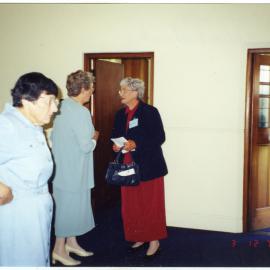 Shirley Campbell and Helen Cruickshanks are conversing, St. Columba, Christchurch 